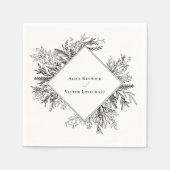 白と黒の結婚緑 スタンダードカクテルナプキン (正面)