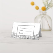 白と黒の緑のエントリー選択折り畳み プレイスカード (正面)