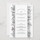 白と黒の緑のリハ結婚ーサルディナー 招待状 (正面)