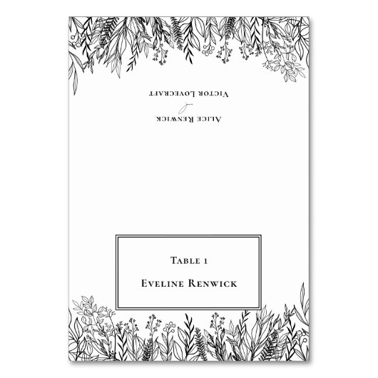 白と黒の緑の折り畳み座席表 テーブルナンバー (正面)