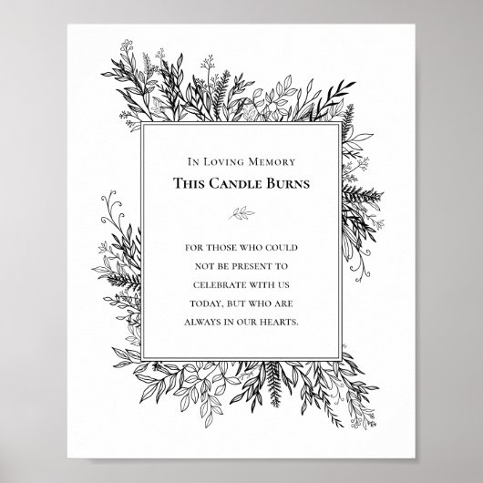 白と黒の緑結婚がろうそく ポスター (正面)