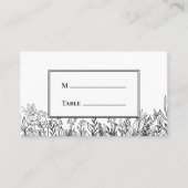白と黒の緑結婚のフラット プレイスカード (正面)