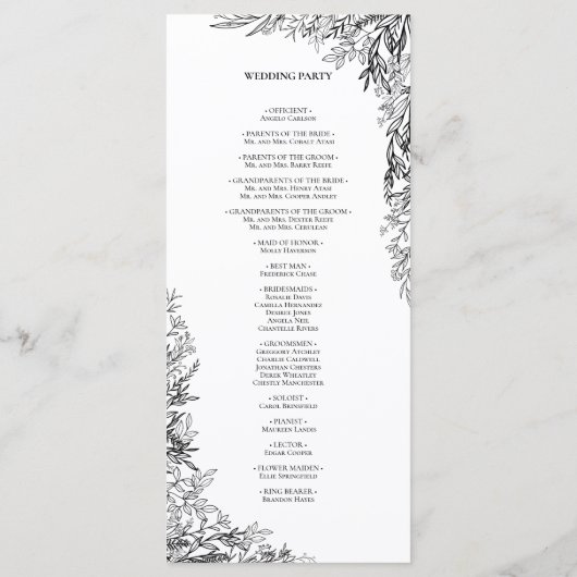 白と黒の緑結婚のフラット プログラム (裏面)