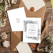 白と黒の緑結婚のモノグラム セーブザデート