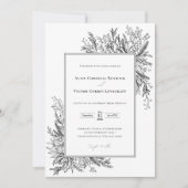 白と黒の緑結婚の詳細と 招待状 (正面)