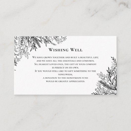 白と黒の緑結婚の願い事 エンクロージャーカード (正面)
