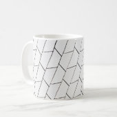 白と黒の線のイラストレーション コーヒーマグカップ (正面左)