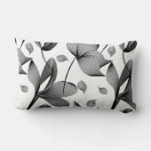 白と黒の線状百合花 ランバークッション (裏面)