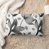 白と黒の線状百合花 ランバークッション (ブランケット)