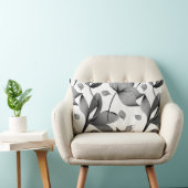 白と黒の線状百合花 ランバークッション (椅子)