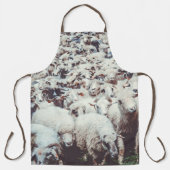 白と黒の羊の群れ エプロン (正面)