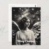 白と黒の美しいエンジェルクリスマス ポストカード (正面/裏面)