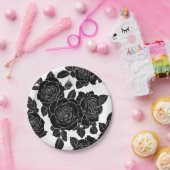 白と黒の美しいシームレスなモノクロパット ペーパープレート (パーティー)