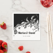 白と黒の美しい結婚花 スタンダードカクテルナプキン (インサイチュ)