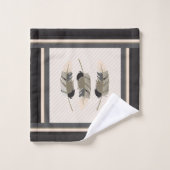 白と黒の羽 バスタオルセット (ウォッシュタオル)