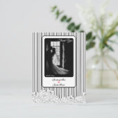 白と黒の花とストライプありがとう ポストカード (スタンド正面)