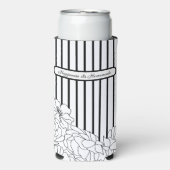 白と黒の花とストライプ スリム缶クーラー (Seltzer正面)