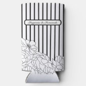 白と黒の花とストライプ スリム缶クーラー (裏面)