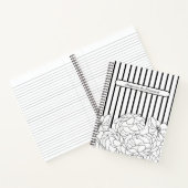 白と黒の花とストライプ ノートブック (内部)