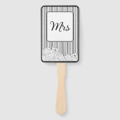 白と黒の花とストライプ ハンドファン (正面)