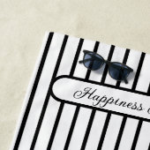 白と黒の花とストライプ ビーチタオル (インサイチュ)