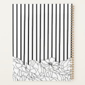 白と黒の花とストライプ プランナー手帳 (裏面)