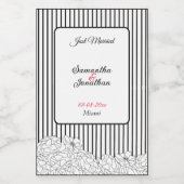 白と黒の花とストライプ ワインラベル (シングルラベル)