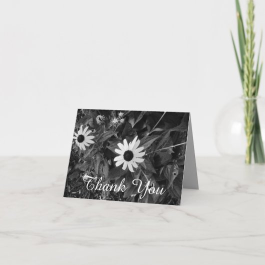 白と黒の花に感謝 サンキューカード (正面)