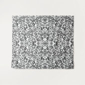 白と黒の花のタペストリー毛布。 タペストリー (正面(横))