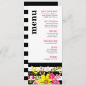 白と黒の花のメストライプのニュー メニュー (正面/裏面)