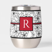 白と黒の花の模様：赤モノグラムの (正面)