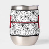 白と黒の花の模様：赤モノグラムの (左面)