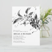 白と黒の花の結婚カップルのシャワー 招待状 (スタンド正面)