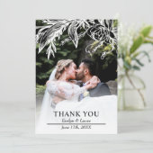 白と黒の花の結婚写真の枝 サンキューカード (スタンド正面)