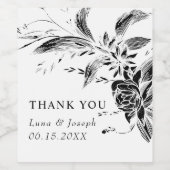 白と黒の花の結婚枝 ワインラベル (シングルラベル)