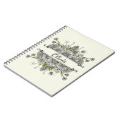 白と黒の花の美しいスケッチ ノートブック (左側)