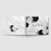 白と黒の花グレーの植物大理石 ゲストブック (全面)