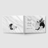 白と黒の花グレーの植物大理石 ゲストブック (全面)