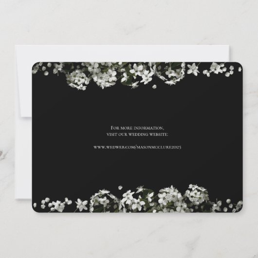 白と黒の花ゴシック結婚の 招待状 (裏面)