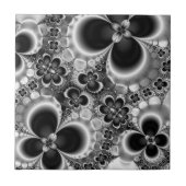 白と黒の花柄 タイル (正面)