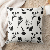 白と黒の花模様 クッション (ブランケット)