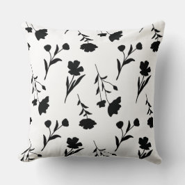 白と黒の花模様 クッション