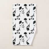 白と黒の花模様 バスタオルセット (ハンドタオル)