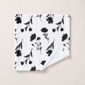 白と黒の花模様 バスタオルセット (ウォッシュタオル)