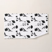 白と黒の花模様 バスタオルセット (ハンドタオル)