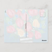 白と黒の花瓶の花 ポストカード (裏面)