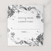 白と黒の花結婚の花 プレイスカード (外部開封)