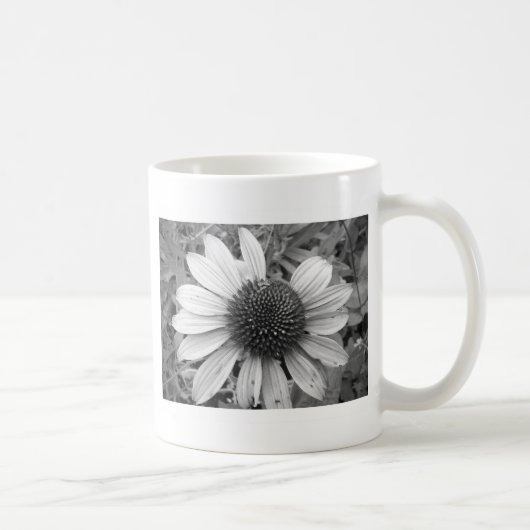 白と黒の花 コーヒーマグカップ (右)