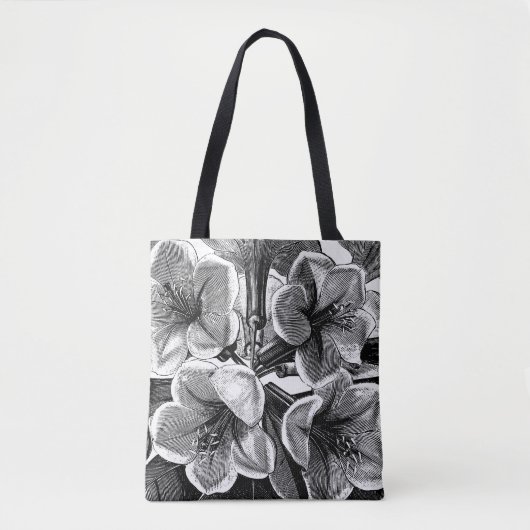白と黒の花 トートバッグ (正面)