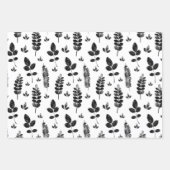 白と黒の草地のインクスタンプ ラッピングペーパーシート (正面)